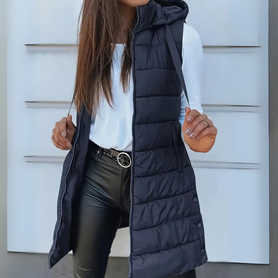 Daisy Casual Sleeveless Hood Long Puffer Vest
