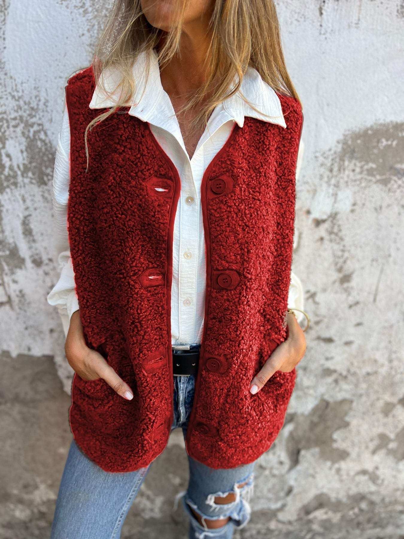 Lynora Button-Down Short Warm Vest