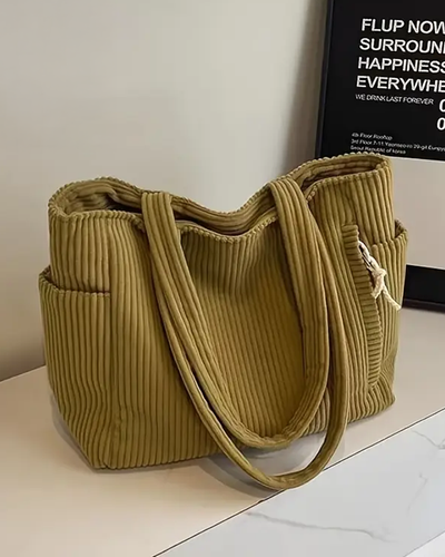 Matilda – Ribbed Tote Bag with Cord Detail