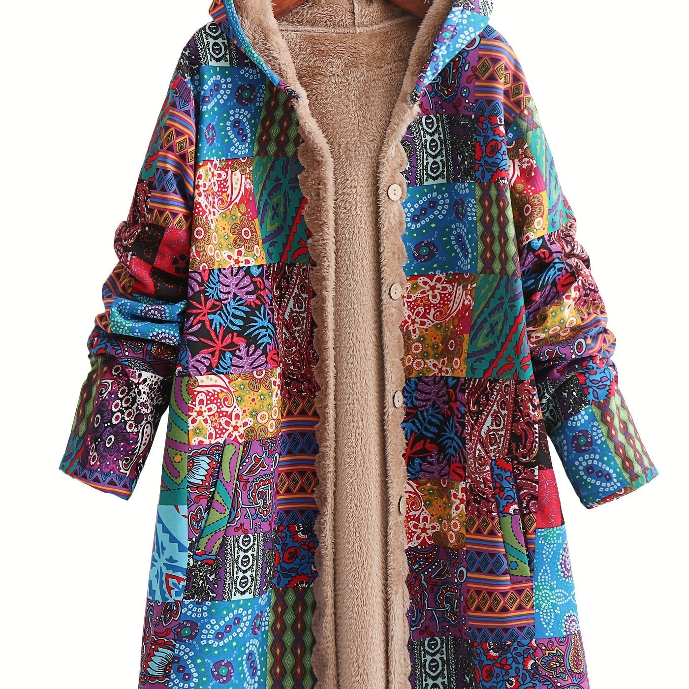 Maribel - Patchwork Coat Boho Hooded Winter Jacket