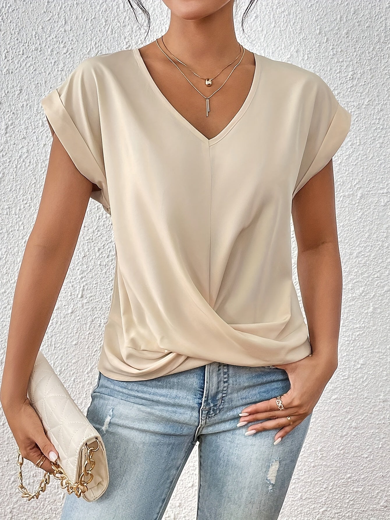 Marie Twist Front V-Neck Top
