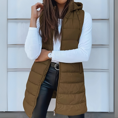 Daisy Casual Sleeveless Hood Long Puffer Vest