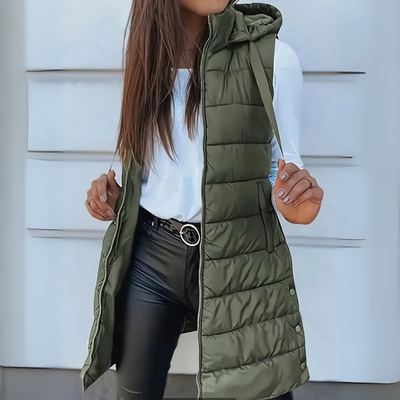 Daisy Casual Sleeveless Hood Long Puffer Vest