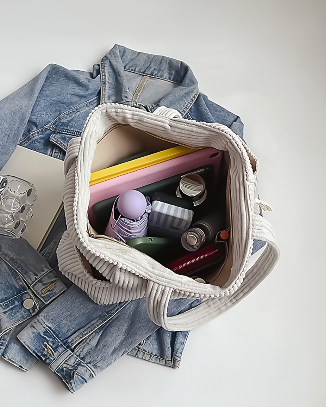 Matilda – Ribbed Tote Bag with Cord Detail