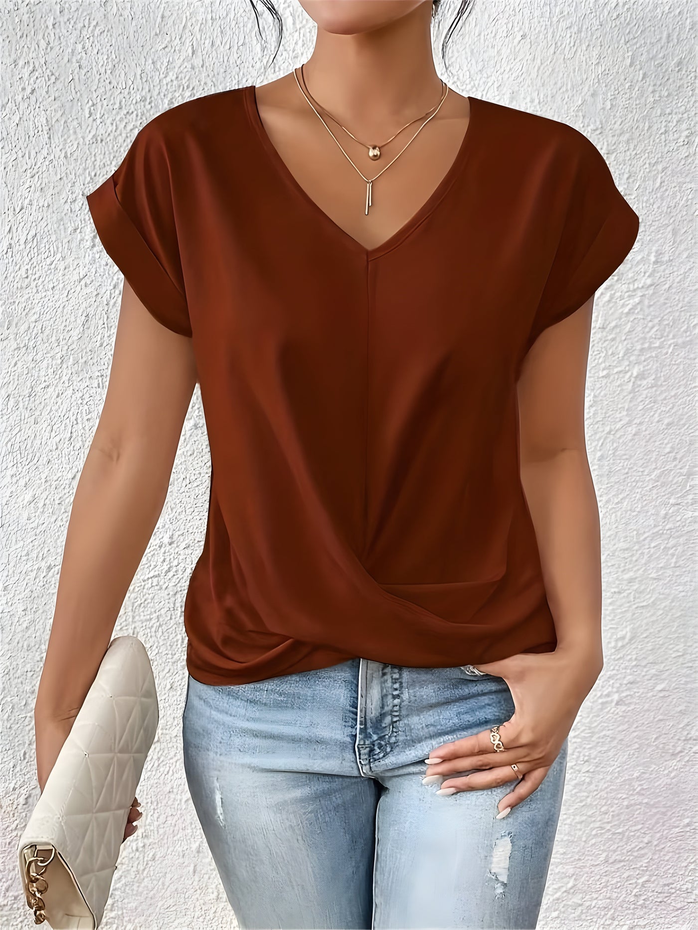 Marie Twist Front V-Neck Top