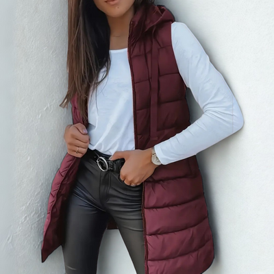 Daisy Casual Sleeveless Hood Long Puffer Vest