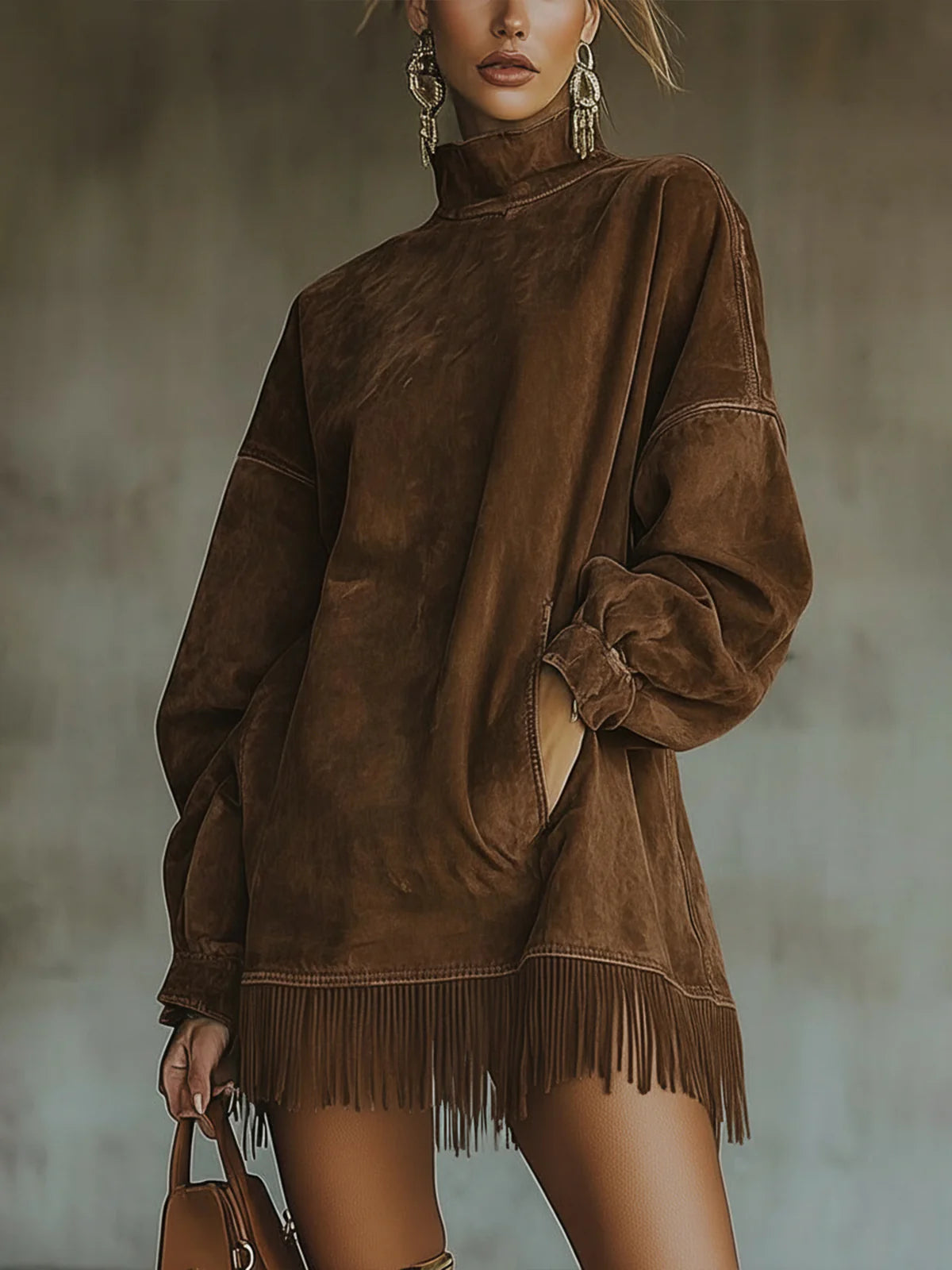 Sheri Cozy Suede Fringe Dress