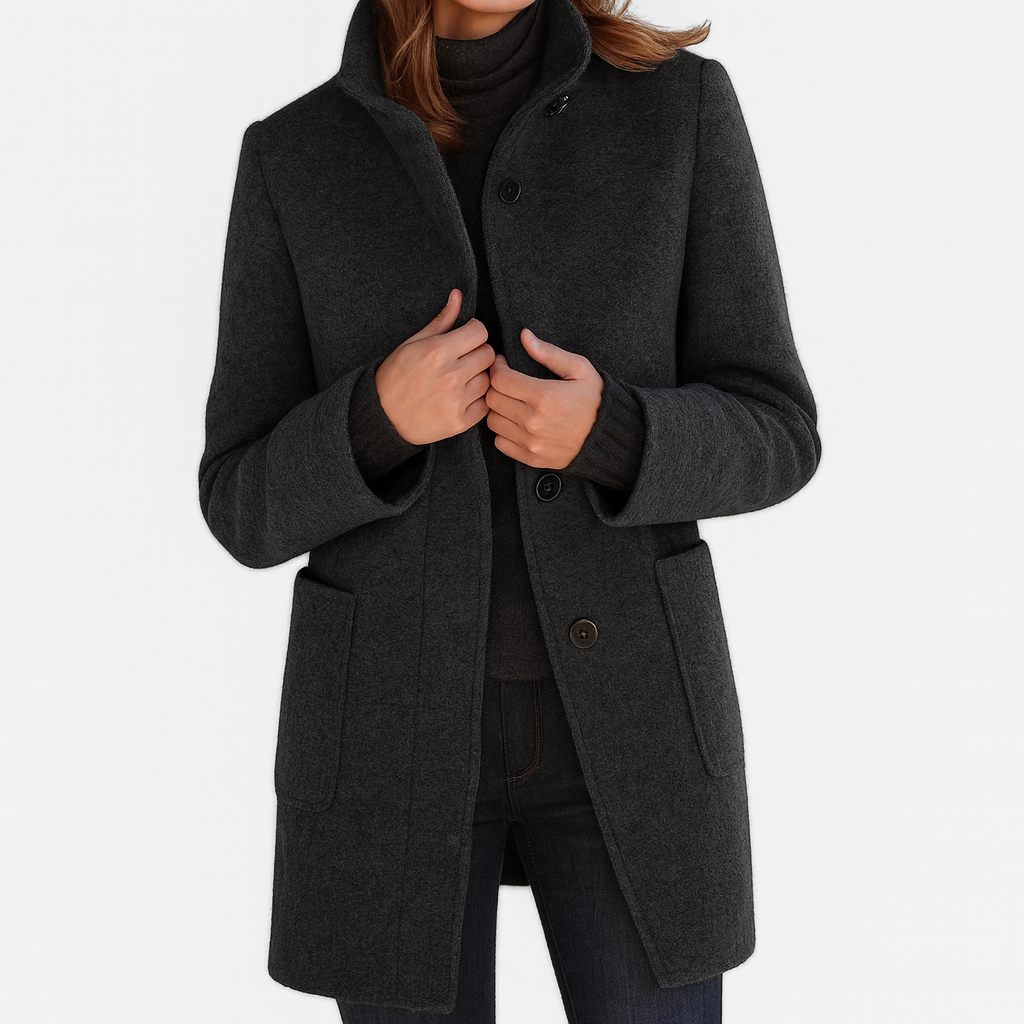 LIDIA High Collar Jacket Made from Wool Blend