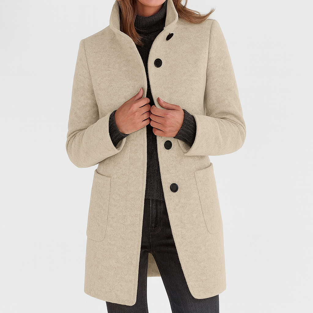 LIDIA High Collar Jacket Made from Wool Blend