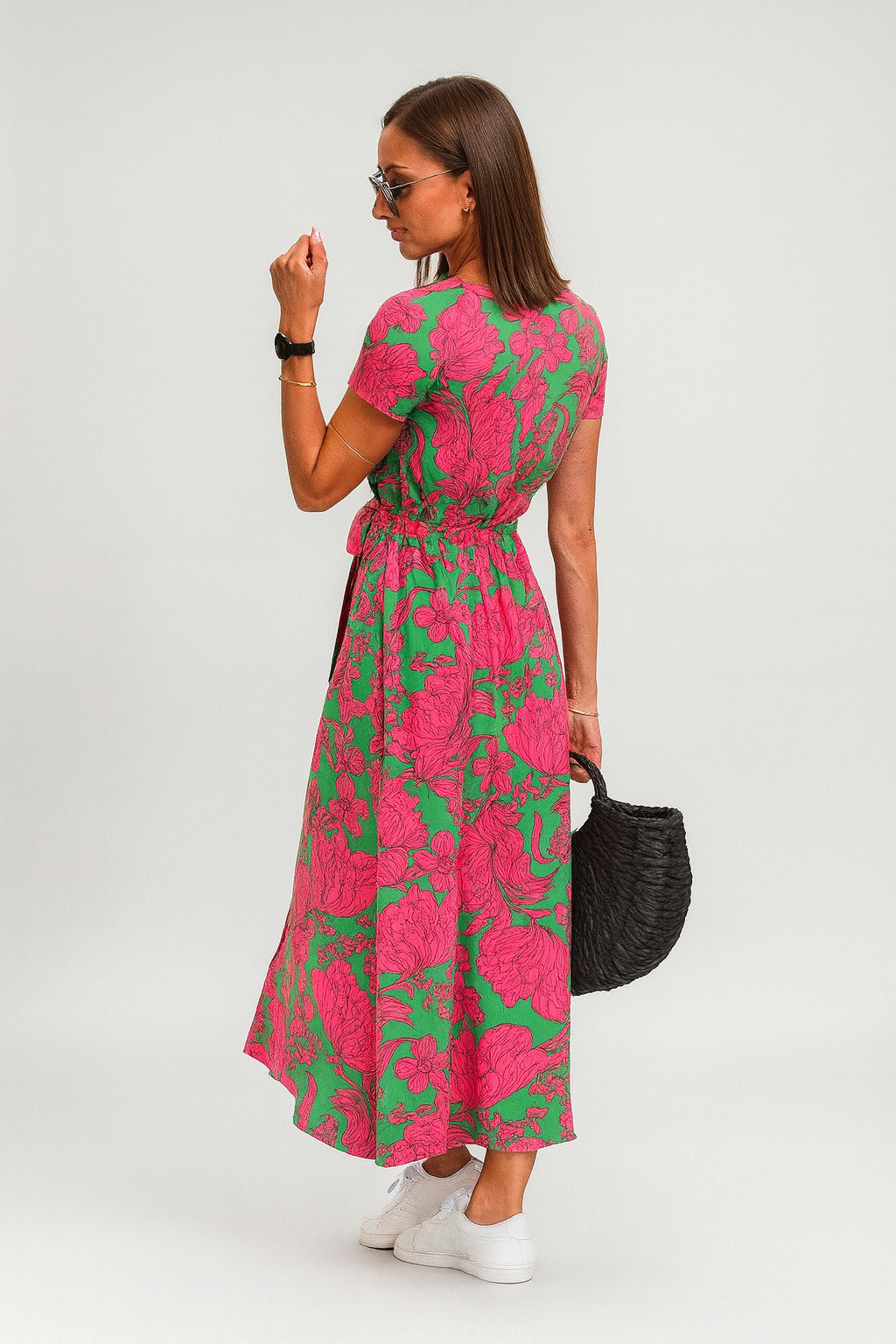 Alina Floral Wrap Midi Dress