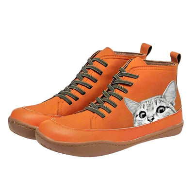 Katherine Leather Ankle Boots for Cat Lovers
