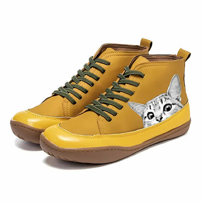 Katherine Leather Ankle Boots for Cat Lovers