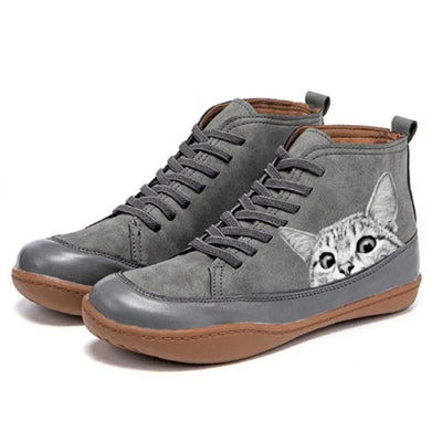 Katherine Leather Ankle Boots for Cat Lovers