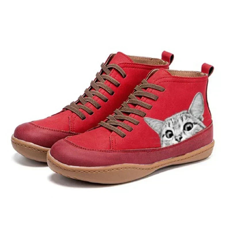 Katherine Leather Ankle Boots for Cat Lovers