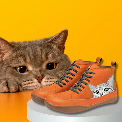 Katherine Leather Ankle Boots for Cat Lovers