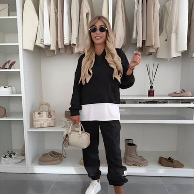 Hazel-Hooded Casual Sweatshirt Set