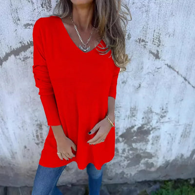 Leona Relaxed V-Neck Knit Tunic