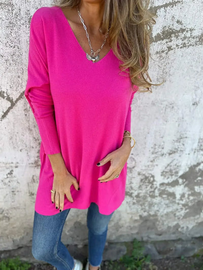 Leona Relaxed V-Neck Knit Tunic