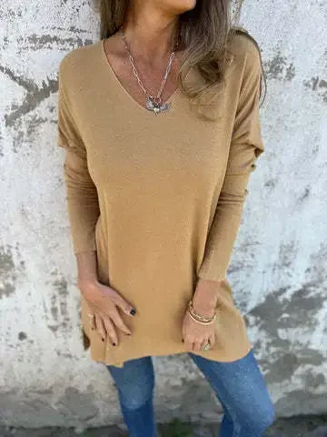 Leona Relaxed V-Neck Knit Tunic