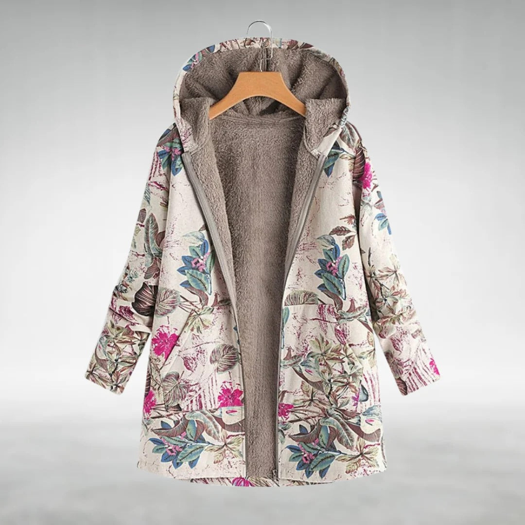 Margery Elegant Floral Fleece Jacket