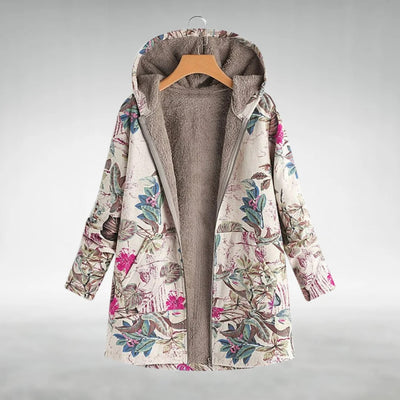 Margery Elegant Floral Fleece Jacket