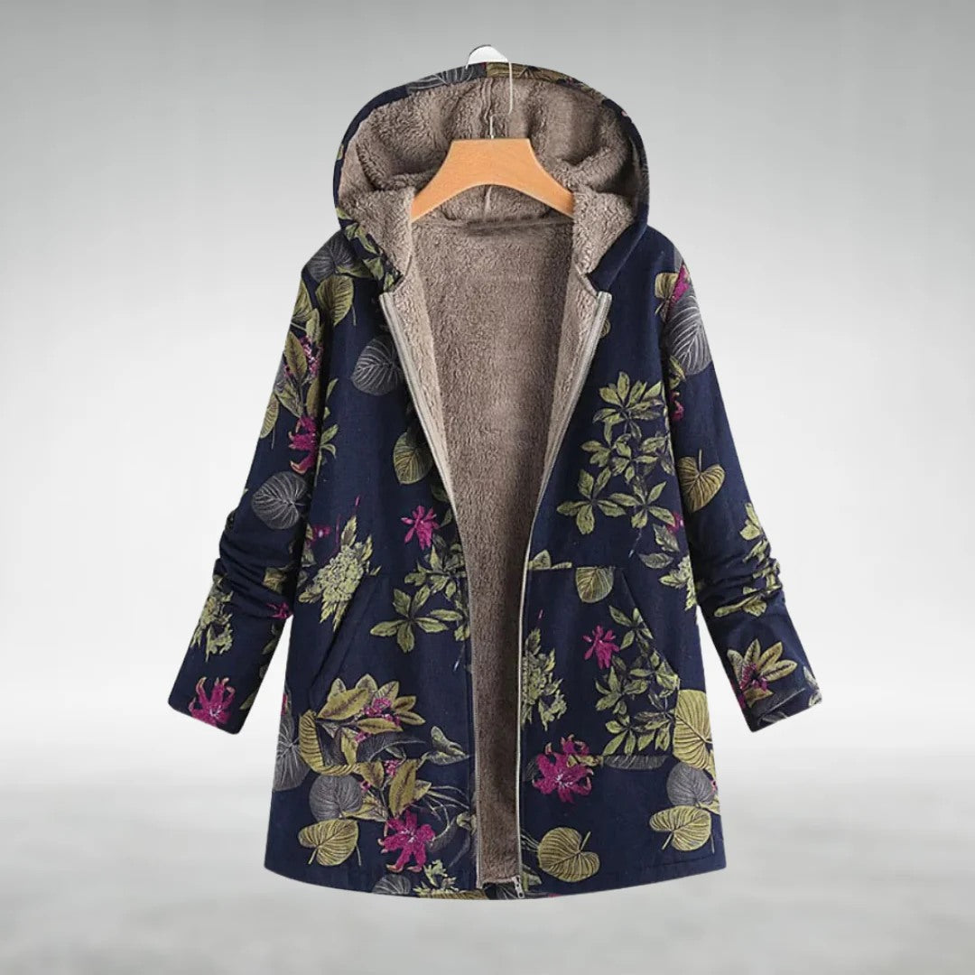 Margery Elegant Floral Fleece Jacket
