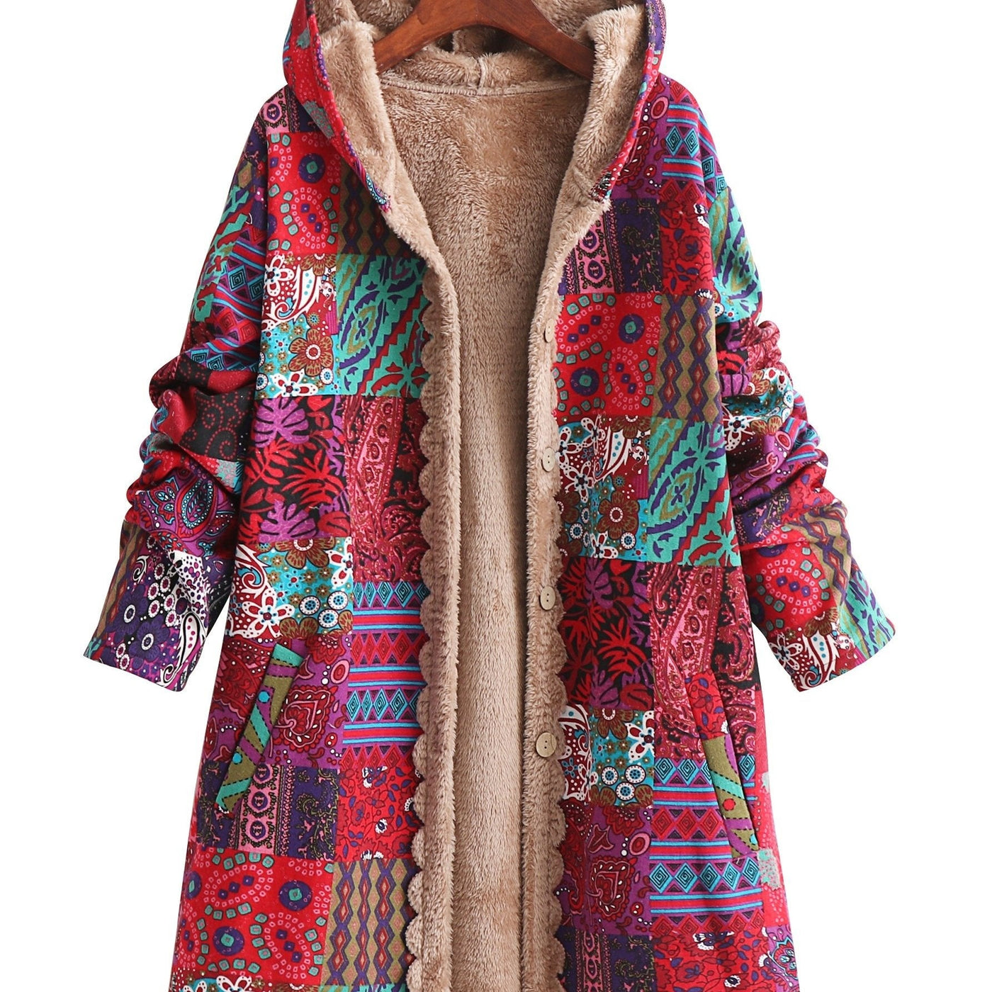 Maribel - Patchwork Coat Boho Hooded Winter Jacket