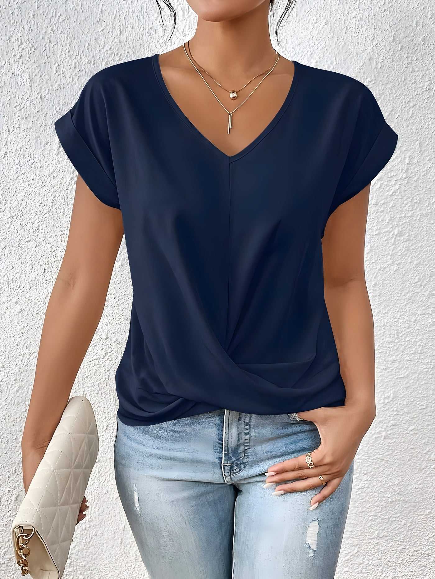 Marie Twist Front V-Neck Top