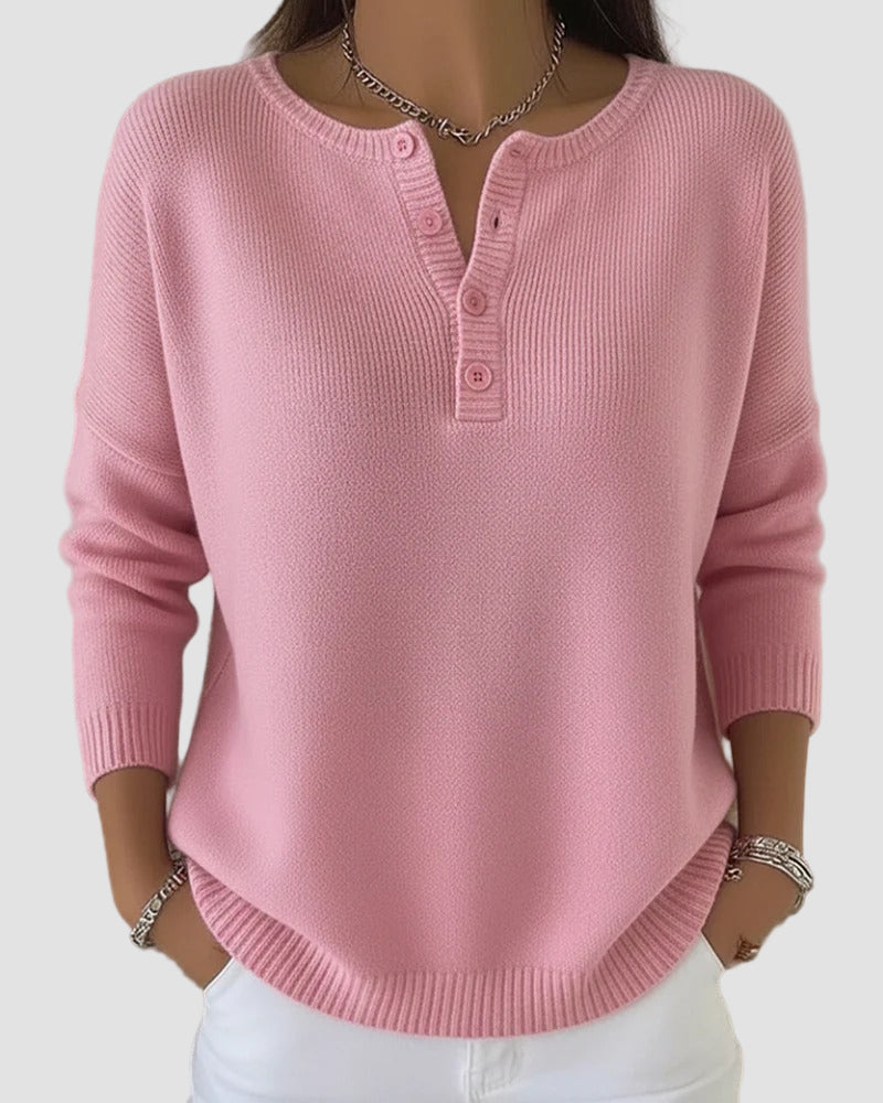 Clara Timeless Knit Henley Sweater