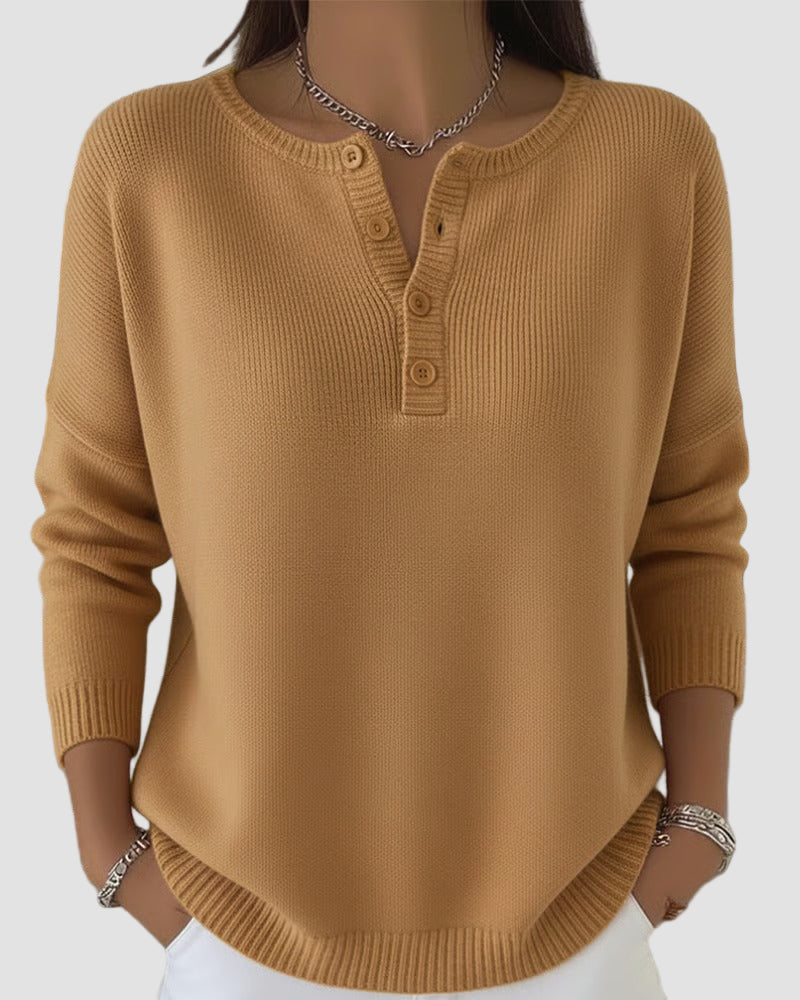 Clara Timeless Knit Henley Sweater