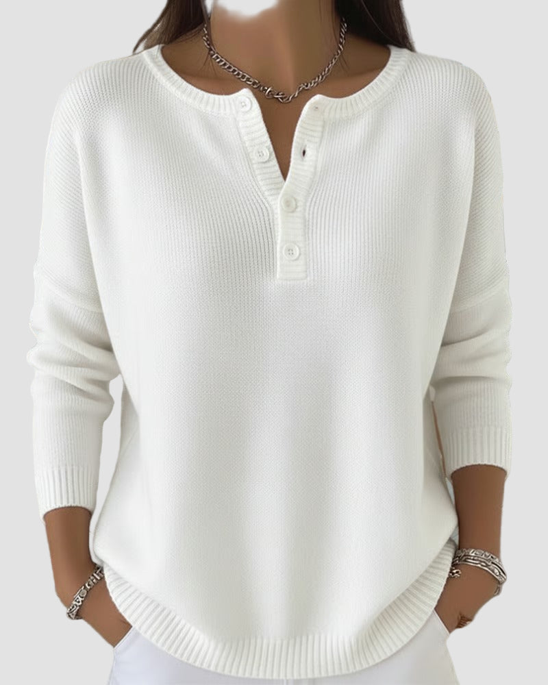Clara Timeless Knit Henley Sweater