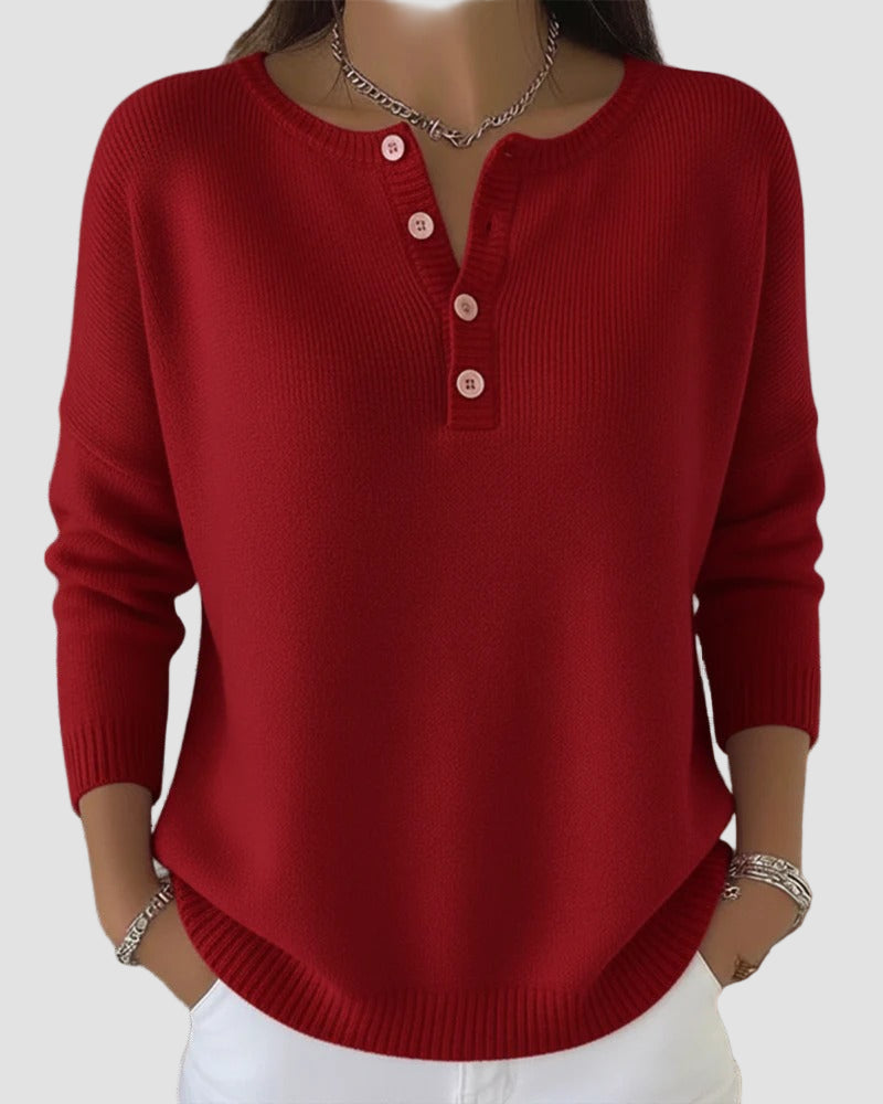 Clara Timeless Knit Henley Sweater