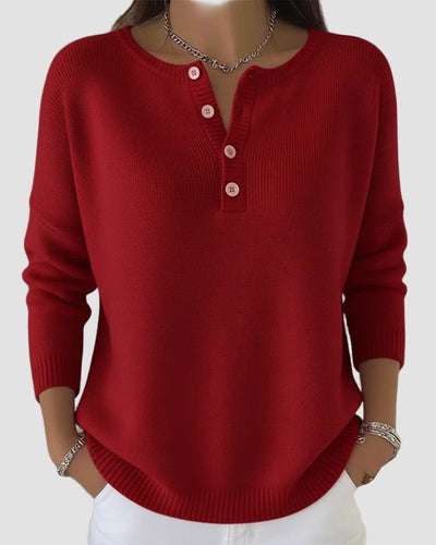 Clara Timeless Knit Henley Sweater