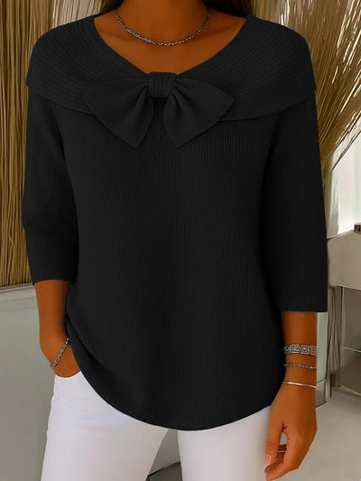 Serena Women's Sweater with Bow and Round Neckline