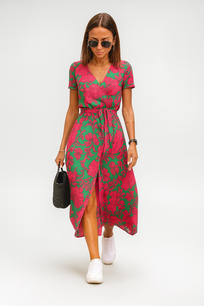 Alina Floral Wrap Midi Dress